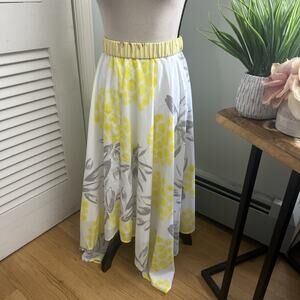 KRISTENSEN DU NORD Skirt Womens 3 US 8 Yellow White Floral Maxi Asymmetric